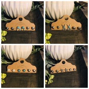 NWT 12pr total: boho stud earrings on cards